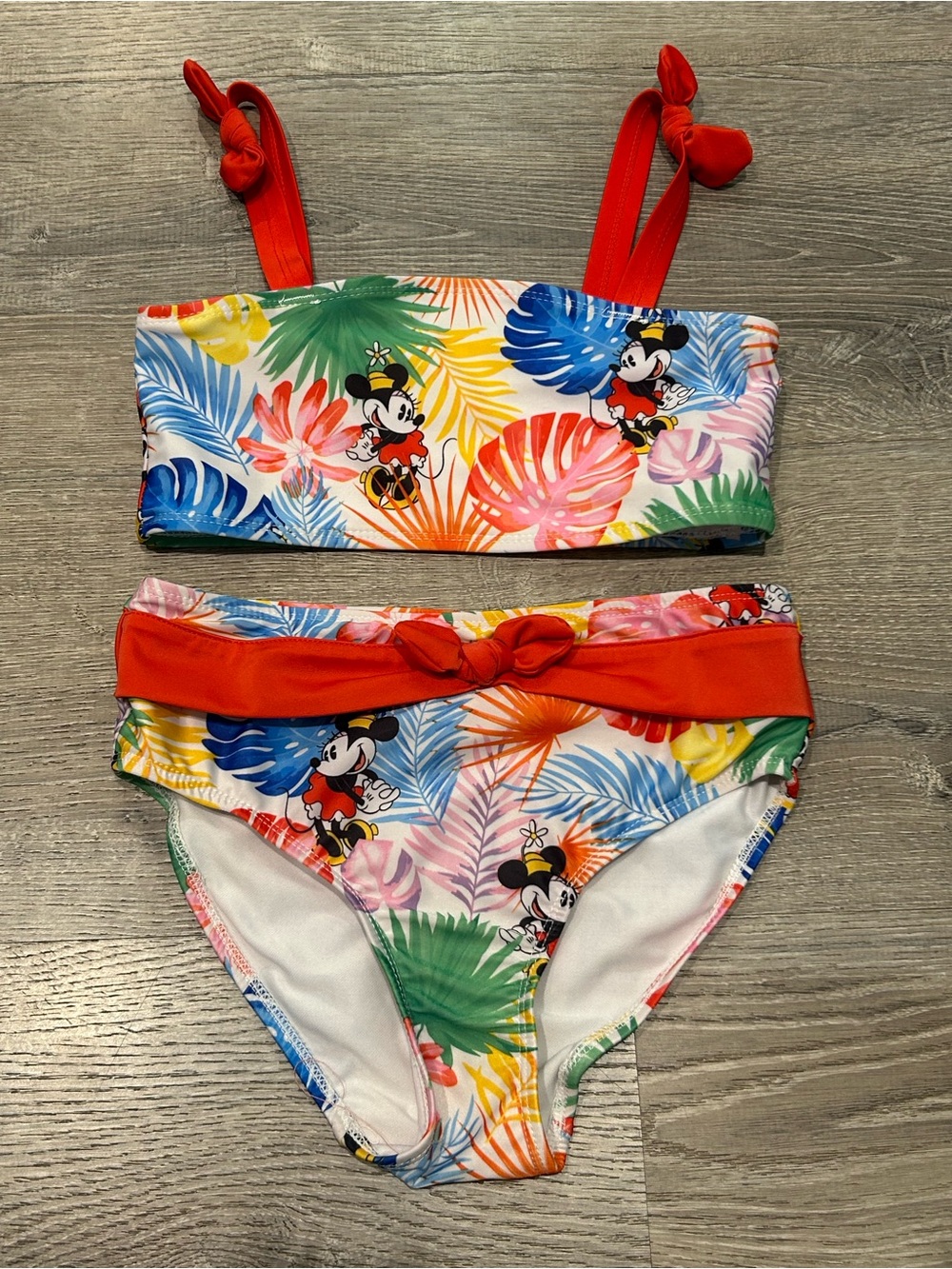 Disney Multicolor Tropical Mickey Two-Piece Bikini with Red Straps